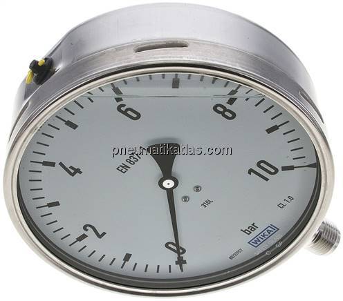 Chemie-Glycerin-Manometer senkrecht,160mm, 0 - 10 bar