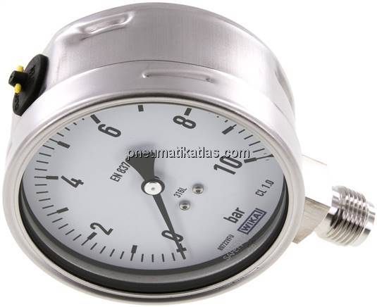 Chemie-Manometer senkrecht, 100mm, 0 - 10 bar