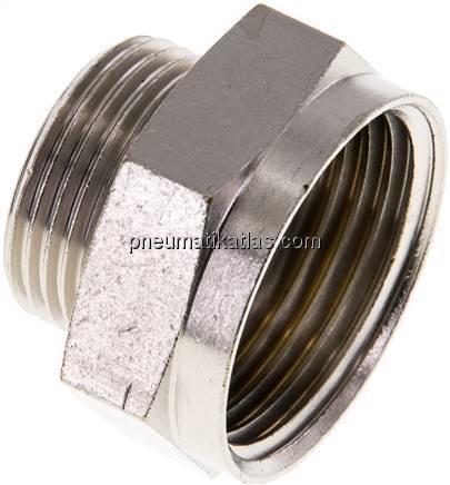 Reduziernippel G 3/4"(AG)-G 1"(IG), Messing vernickelt