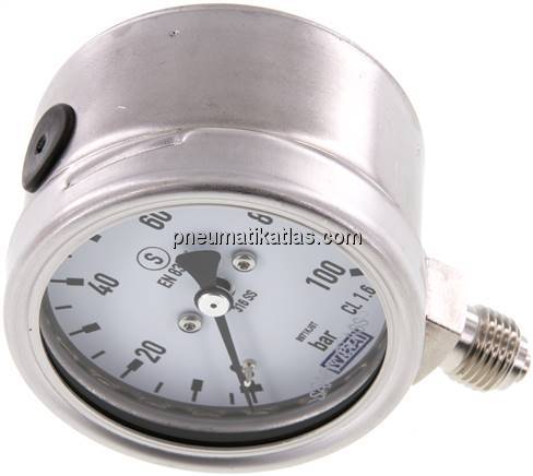 Sicherheits-Manometer senkrecht, 63mm, 0 - 100 bar