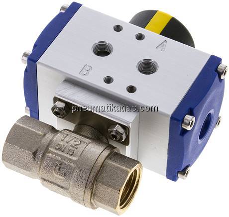 Pneumat. Trinkwasser-Kugelhahn, G 1/2", doppeltwirkend