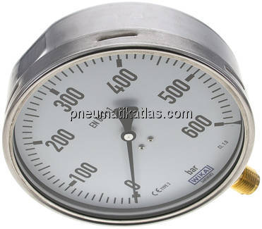 Manometer senkrecht (CrNi/Ms), 160mm, 0 - 600 bar