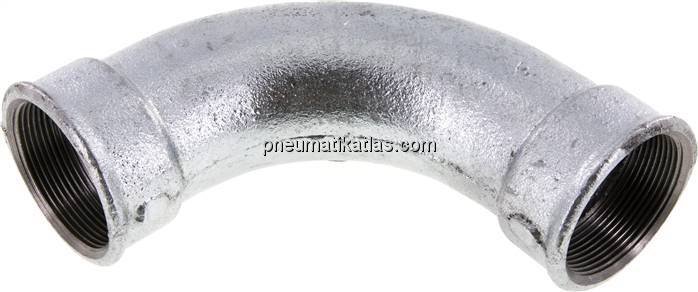 90°-Bogen Rp 2" (IG), lang Typ 2/G1, Temperguss verzinkt