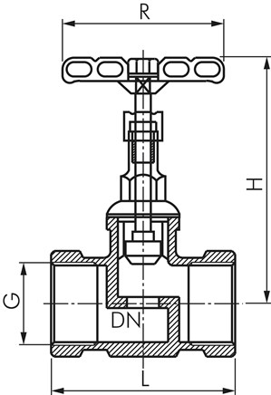 Zeichnung: Edelstahl-Muffen-Absperrventil
