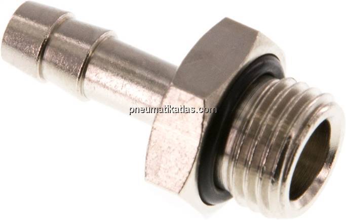 Gewindetülle mit O-Ring G 1/4"-6 (1/4")mm, Messing vernickelt