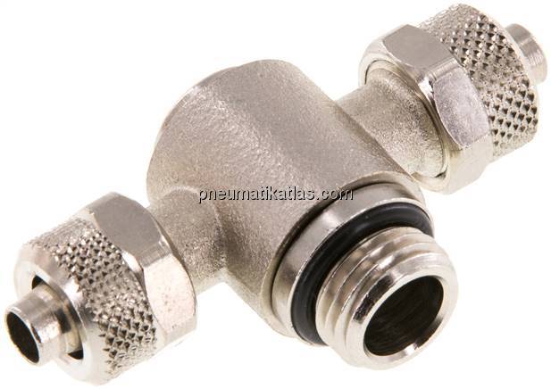 T-Verschraubung G 1/4"-8x6mm, Messing vernickelt, Innenskt.