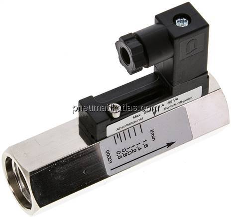 Durchflusswächter G 1/2", 0,5 - 1,6 l/min, Messing vernickelt