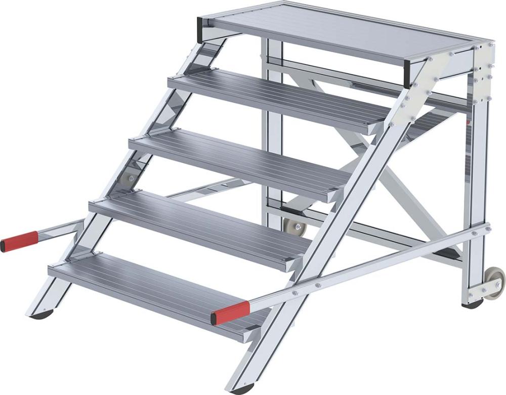Alu-Arbeitspodest fahrbar5 Alu-Stufen B 1000 mm Podesthöhe 0,99 m Arbeitshöhe bis 3,00 m