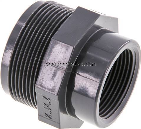 Reduziernippel G 2"(AG)-Rp 1-1/4"(IG), PVC-U