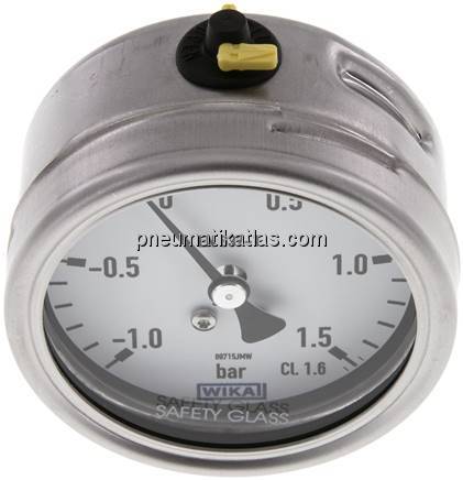 Chemie-Manometer waagerecht, 63mm, -1 bis 1,5 bar