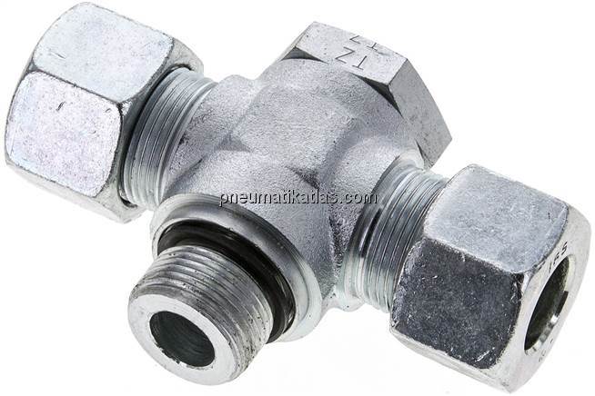 T-Schwenkverschraubung M 22x1,5-16 S (M24x1,5), Stahl verzinkt