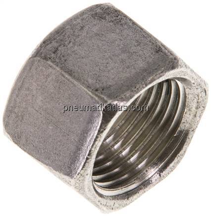 Überwurfmutter DN10, M 18x1,5, Bohrung 14,0mm, 1.4301