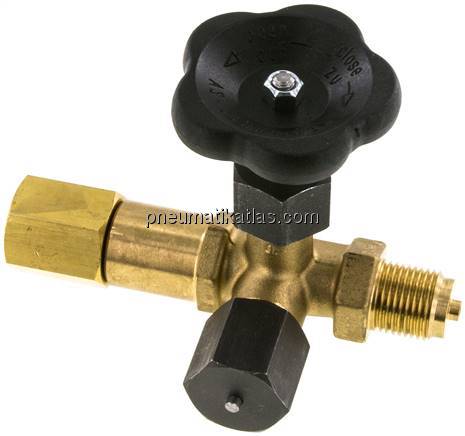 Manometer-Absperrventil G 1/2" Drehbare Muffe - Zapfen mit Schaft für Messgeräte