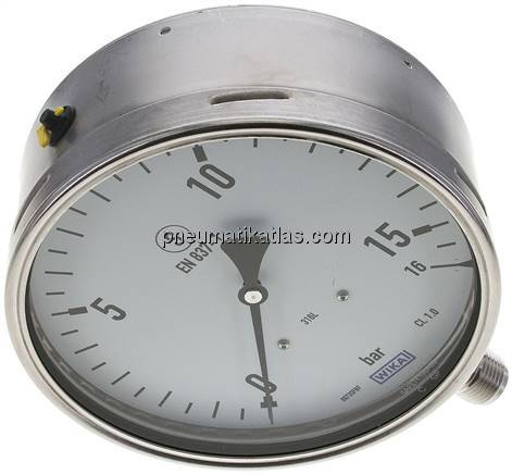 Sicherheits-Manometer senkrecht, 160mm, 0 - 16 bar