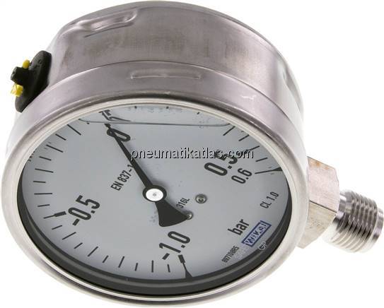 Chemie-Glycerin-Manometer senkrecht,100mm, -1 bis 0,6 bar