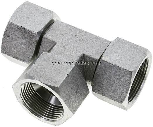 T-Verschraubung,UN 1-5/8"-12 (JIC), Stahl verzinkt