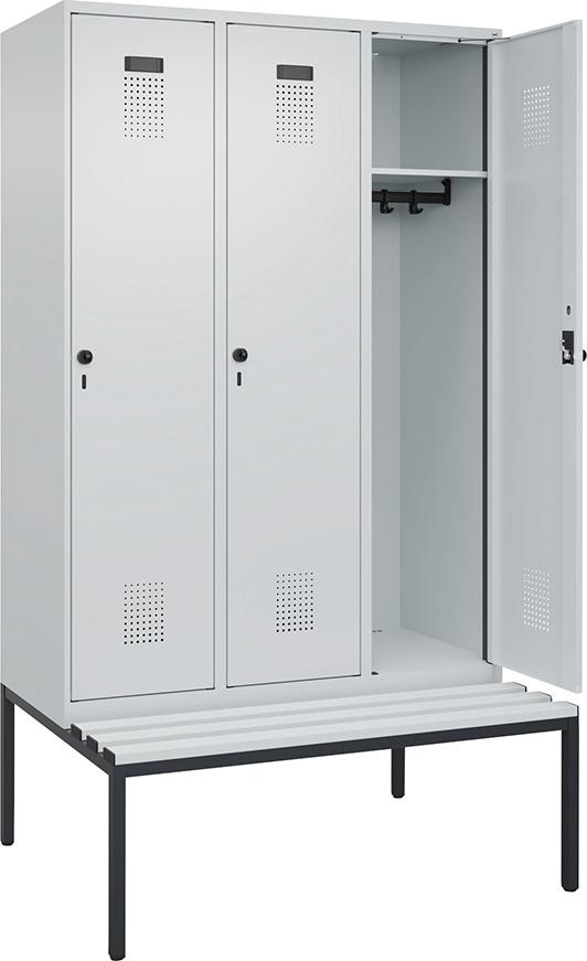 Spind Evolo PLUS 3 Abteile H2120xB1200xT815mm 7035 7035 /P1G/7021P_DKB