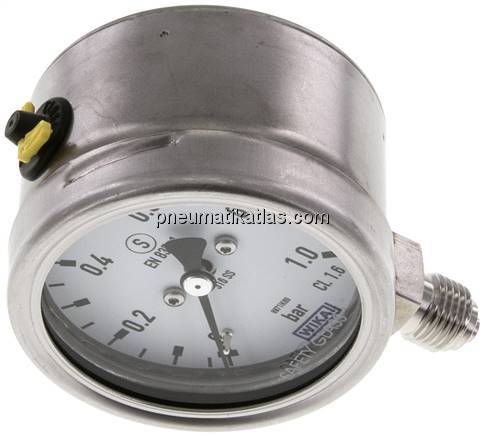 Sicherheits-Manometer senkrecht, 63mm, 0 - 1 bar