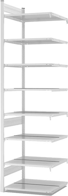 Anbauregal zerlegt HKA 27607 DA, 8 Böden 2700x600x750mm lichtgrau