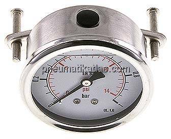 Glycerin-Einbaumanometer, 3kt-Frontring, 63mm, 0 - 1 bar