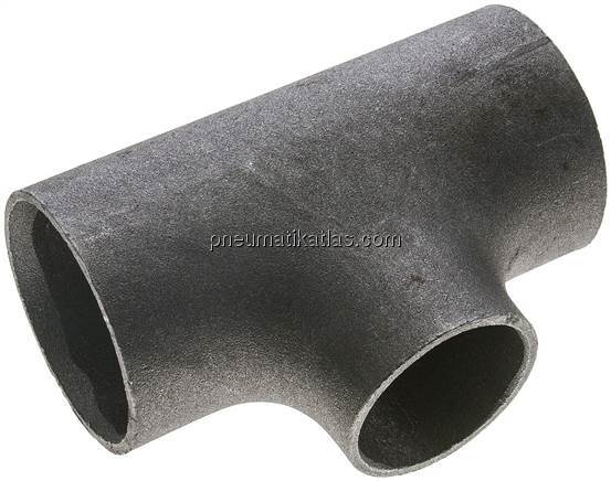 T-Stück 76,1x2,9mm - 60,3x2,9mm, P235GH-TC1 Stahl schwarz, nahtlos
