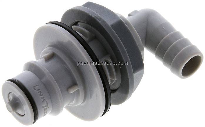 Schott-Winkel-Kupplungsstecker (HF) mit Schlaucht., Polypropylen