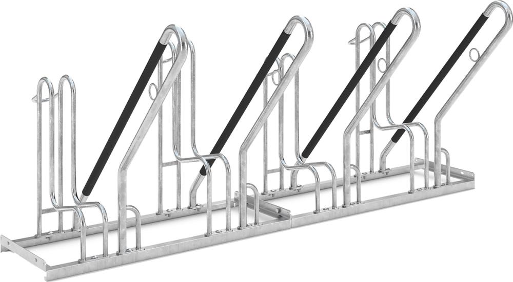 Fahrrad-Anlehnparker einseitig, verzinkt L 2000 mm, 4 Plätze