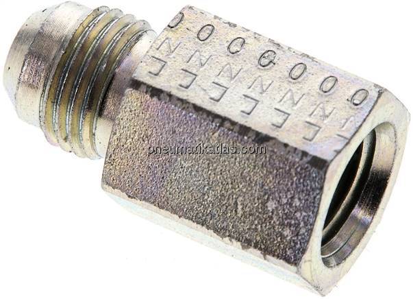 Reduziernippel UNF 9/16"-18(JIC-AG)-NPT 1/4"(IG), Stahl verzinkt