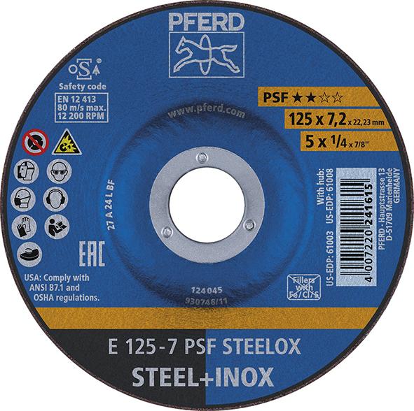 Schruppscheibe gekröpft PSFSTEELOX 125x7mm PFERD