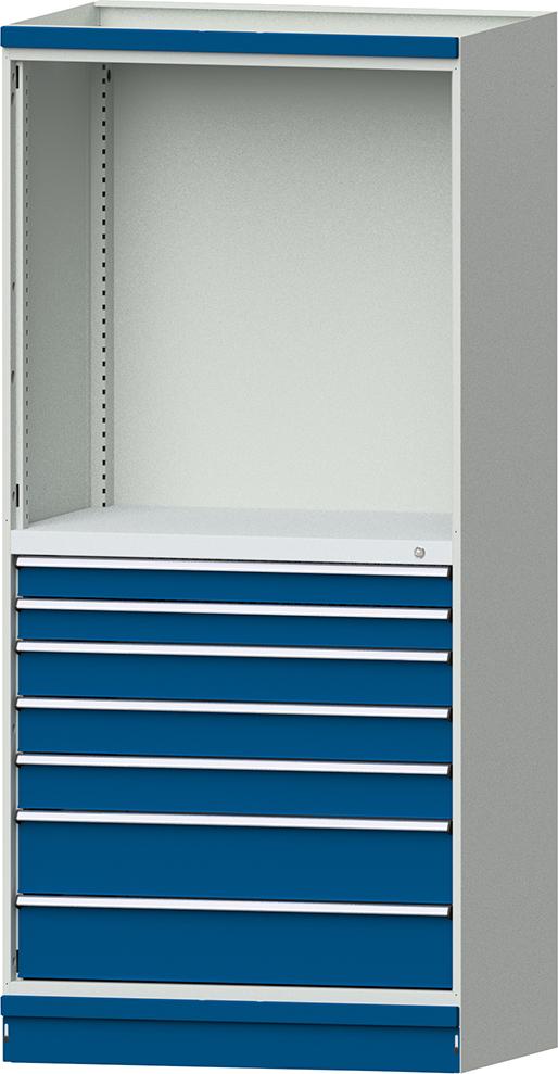 Modulschrank Modell 3005 B1015xT720xH2200mm RAL 7035/5012 7 Schubladen