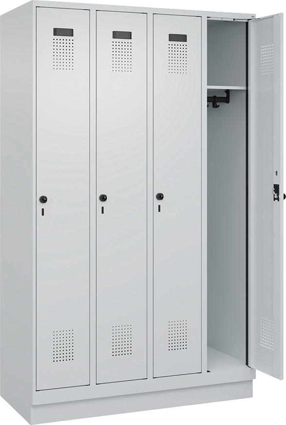 Spind Evolo PLUS 4 Abteile H1950xB1200xT500mm RAL7035/RAL7035 /S/7035