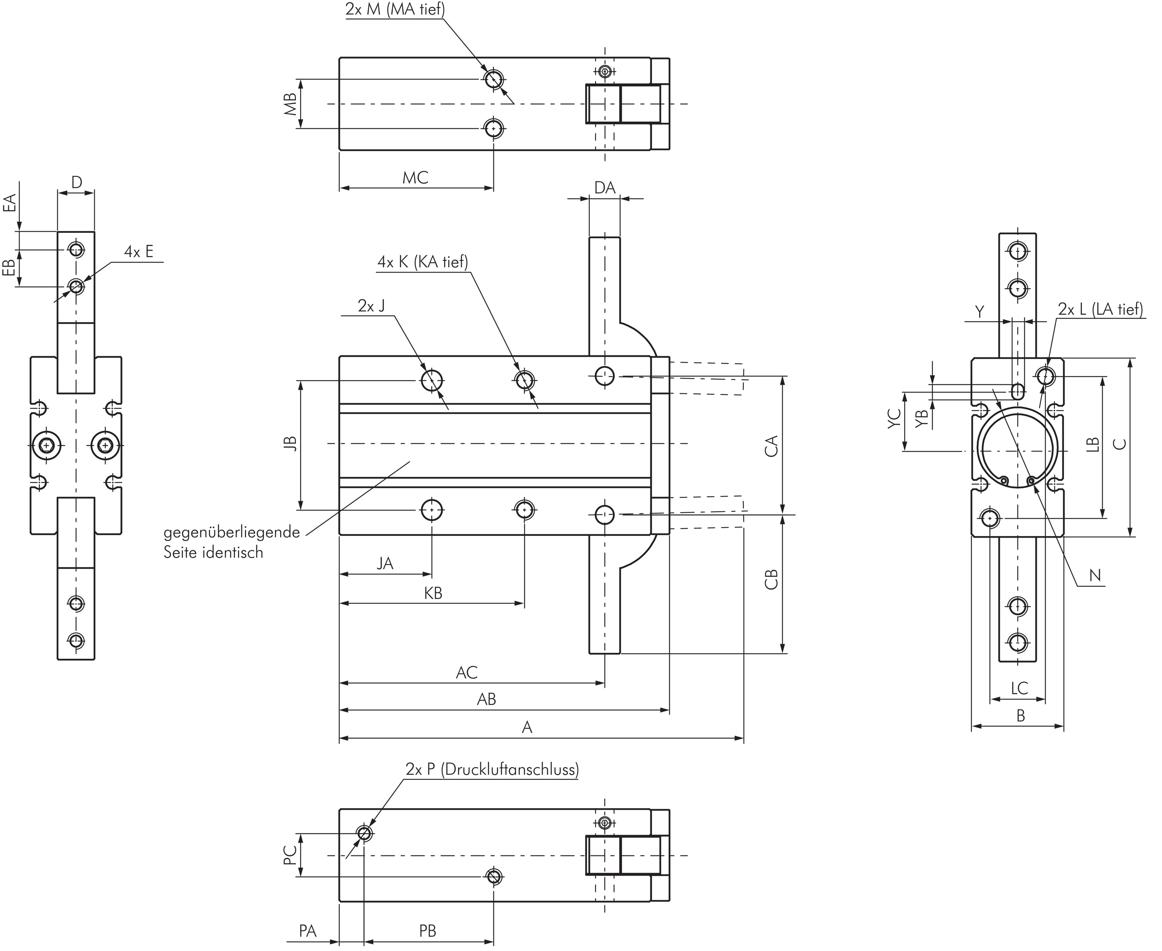 Zeichnung: 180°-Winkelgreifer