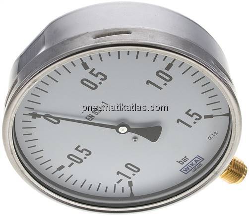 Manometer senkrecht (CrNi/Ms), 160mm, -1 bis 1,5 bar
