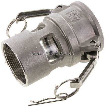 DIN/EN-Kamlock-Kupplung mit Sichtglas (D/DF) G 2"(IG), Edelstahl (1.4408)