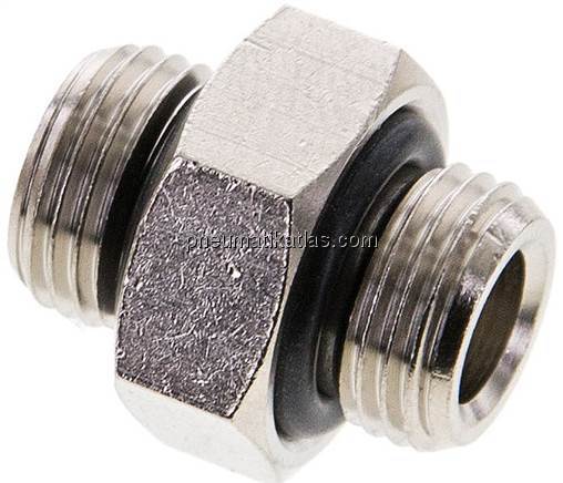 Doppelnippel G 1/8"-G 1/8", Messing vernickelt (Elastomerdichtung)