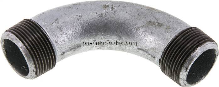 90°-Bogen R 1-1/4" (AG), Temperguss verzinkt