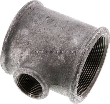 T-Stück Rp 2-1/2"-Rp 1"-Rp 2-1/2" (IG), Temperguss verzinkt