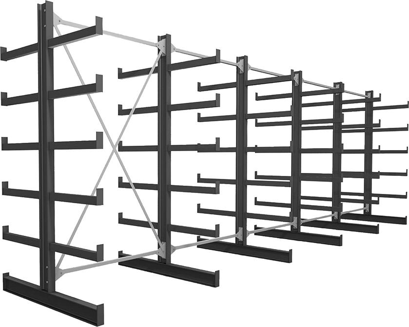 5 Felder/6 Ständer Tragkr. /Arm 200kg Ständerlast/Seite 1000 kgStänderprofil: IPE 100