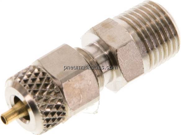 Gerade Verschraubung R 1/8"-4x2mm, Messing vernickelt