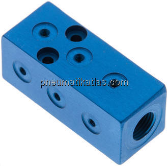 Verteilerblock 1 x G 1/8"-9x M 3, Aluminium
