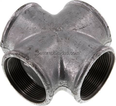 Kreuzstück Rp 2" (IG), Temperguss verzinkt