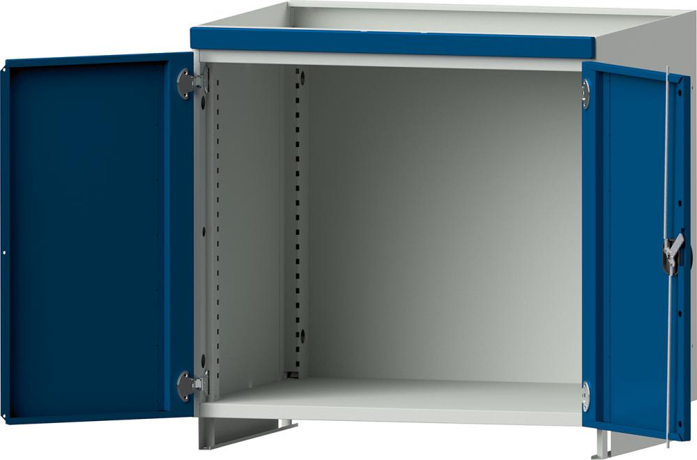 Aufsatzschrank leer B865 x T720 x H800 mm RAL 7035/5012 mit Türen