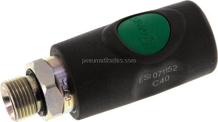 Sicherheits-Druckknopfkupplung (NW7,2), G 3/8" AG, Kunststoff