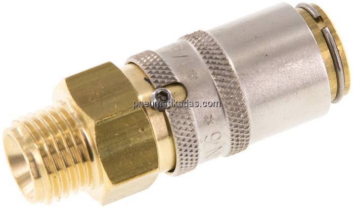 Temperierkupplungsdose 9mm Zapfen,G 1/4"(AG), Messing