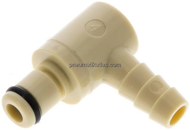 Winkel-Kupplungsstecker (MC) mit Schlauchtülle, Polypropylen (beige)