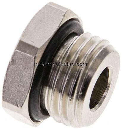 Reduziernippel G 1/4"(AG)-M 5(IG), Messing vernickelt (Elastomerabdichtung)