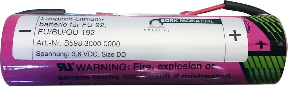 Langzeit-Lithiumbatterie f. Industrieuhrwerk FU/BU/QU 192