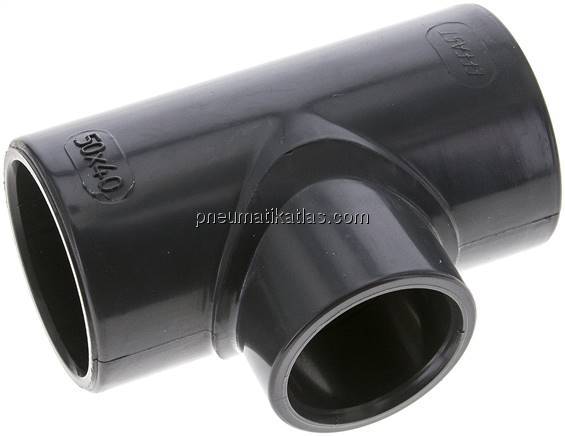 Klebemuffen-T-Stück, reduziert, PVC-U, 50x40x50mm