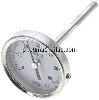 Bimetallthermometer, waagerecht D63/0 bis +60°C/100mm