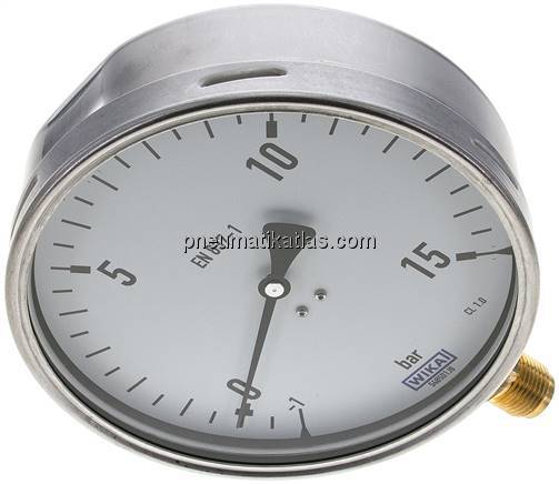 Manometer senkrecht (CrNi/Ms), 160mm, -1 bis 15 bar